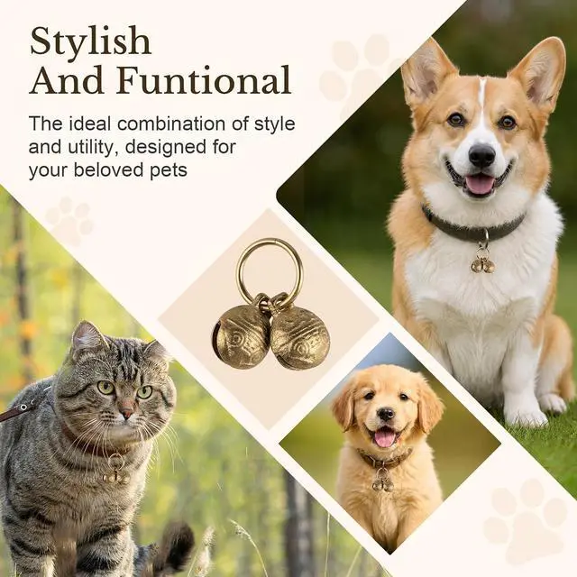Alt view image 2 of 7 - Copper Bells for Dog Collars,Brass Dog Bells, Extra Loud for Pet Tracking, Anti Theft for Little Puppy & Kitten, Anti Lost Pets Pendant Accessories