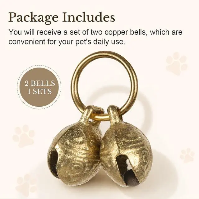 Alt view image 7 of 7 - Copper Bells for Dog Collars,Brass Dog Bells, Extra Loud for Pet Tracking, Anti Theft for Little Puppy & Kitten, Anti Lost Pets Pendant Accessories