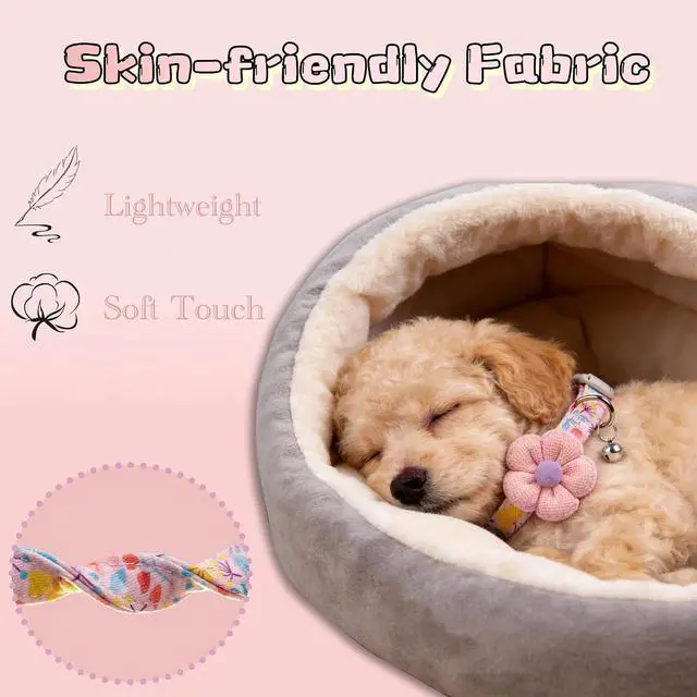 Alt view image 3 of 7 - Floral Dog Collar with Bell and Flower, Cute Dog Collar for Puppy Small Medium Large Dogs, Pink Girl Dog Collar for Female/Male Dog Birthday Wedding Photo Props