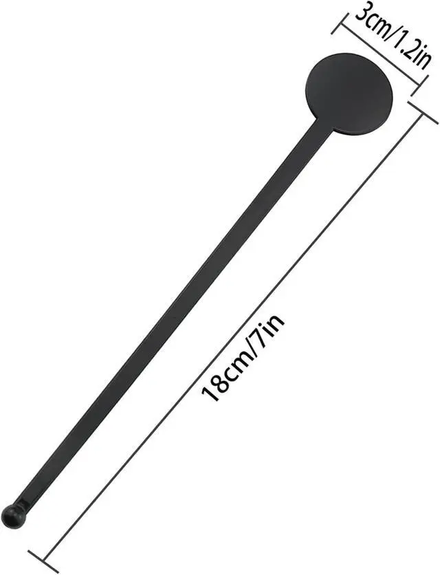 Alt view image 4 of 5 - 80PCS Plastic Stir Sticks Cocktail Coffee Milk Juice Drink Round Head Stirrers KTV Bar Mixing Rods Length 18cm/7 inches Suitable for Restaurant Bar Supplies Coffee Shop Black