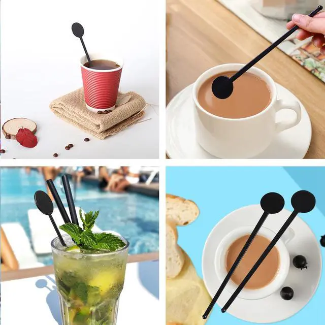 Alt view image 5 of 5 - 80PCS Plastic Stir Sticks Cocktail Coffee Milk Juice Drink Round Head Stirrers KTV Bar Mixing Rods Length 18cm/7 inches Suitable for Restaurant Bar Supplies Coffee Shop Black