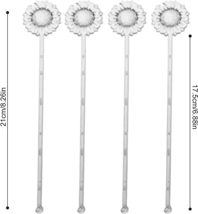 Alt view image 2 of 5 - 30 Pieces Disposable Plastic Sunflower Crystal Swizzle Sticks Glitter Plastic Swizzle Sticks Cocktail Coffee Drink (Transparent)