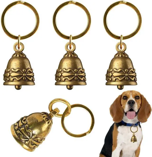 Main image of 4 PCS Copper Collar Bells for Small Pets - Retro Craft Bells, 0.7 Inch, Not Bulk, DIY, Anti-Lost ID Tags