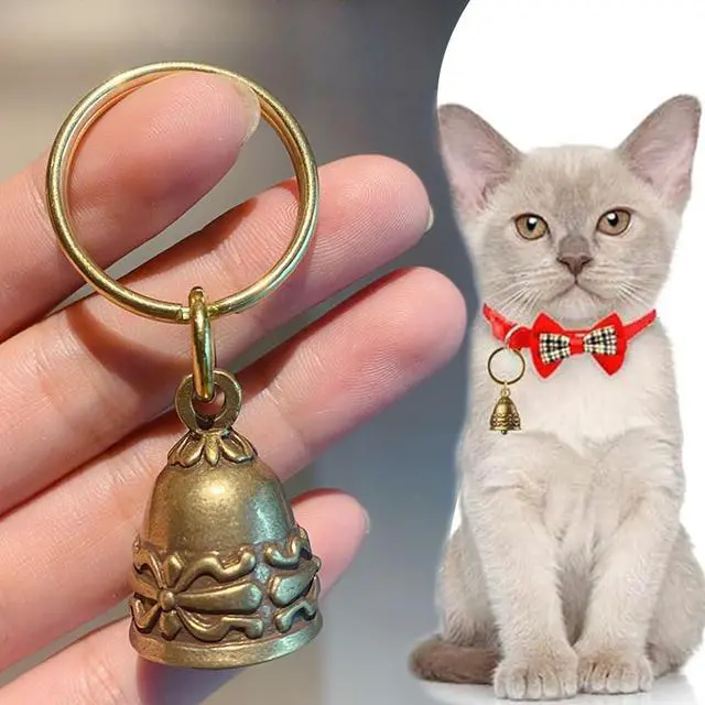 Alt view image 3 of 7 - 4 PCS Copper Collar Bells for Small Pets - Retro Craft Bells, 0.7 Inch, Not Bulk, DIY, Anti-Lost ID Tags