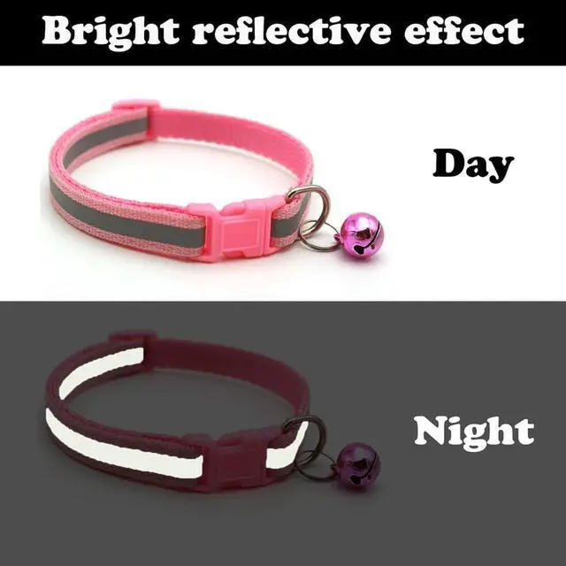 Alt view image 4 of 6 - XS Dog Collar with Bell,2 PCS Reflective Small Puppy Cat Collar Bell Purple | Purple Puppy Collars with Bells Paw & Reflective Girl Female Boy Cat Small Dog Bell Collar for XS XSmall X-Small Pets