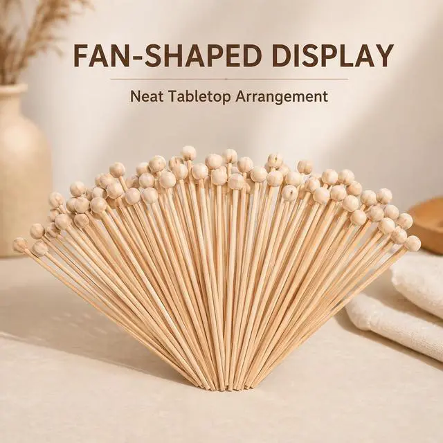 Alt view image 7 of 7 - 50 Pcs Wooden Rock Candy Sticks with Ball Tips, Wooden Sticks Wood Cake 6 Inch Drink Stirrers Stick, Cakepop Stick for Lollipop Coffee Appetizer Skewers Cake Topper Decoration