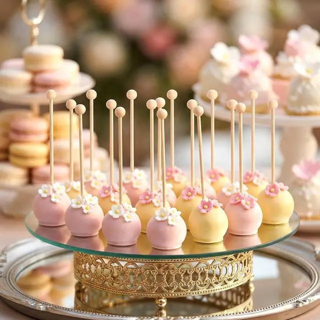Alt view image 4 of 7 - 100PCS 6inch Wooden Rock Candy Sticks with Ball, Natural Wood Swizzle Sticks Wood Cake Pop Stick Drink Stirrer Stick for Hard Rock Candy Chocolate Dipping and Coffee