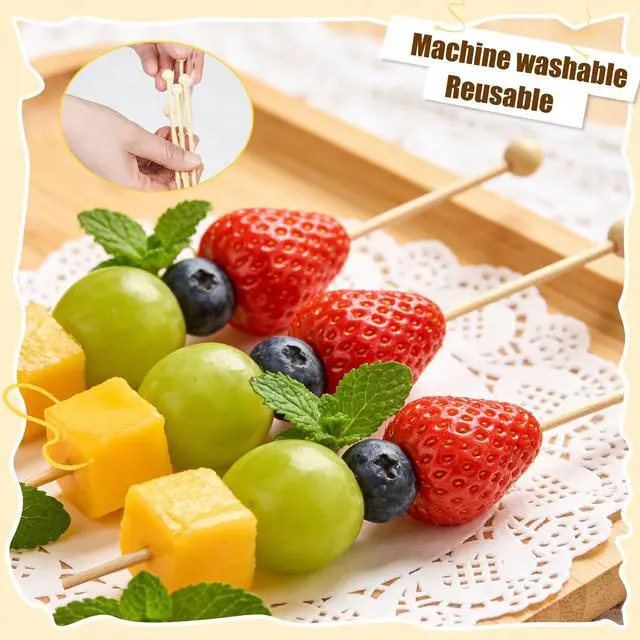Alt view image 6 of 7 - 100PCS Rock Candy Sticks with Ball Tips,6 Inch Wood Swizzles Sticks,Natural Wood Cake & Drink Stirrer Sticks for Lollipop Coffee Appetizer Skewers (Multi-color)