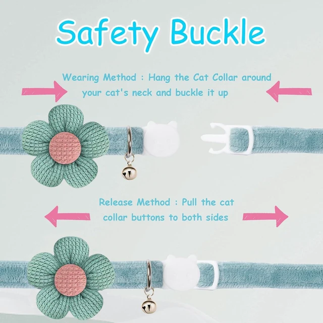 Alt view image 3 of 5 - Breakaway Cat Collars with Bells, MUZIEBA Kitten Collar for Girl Boy Adjustable Safety Kitty Collars for Cats Puppy and Small Pets (Blue + Green)