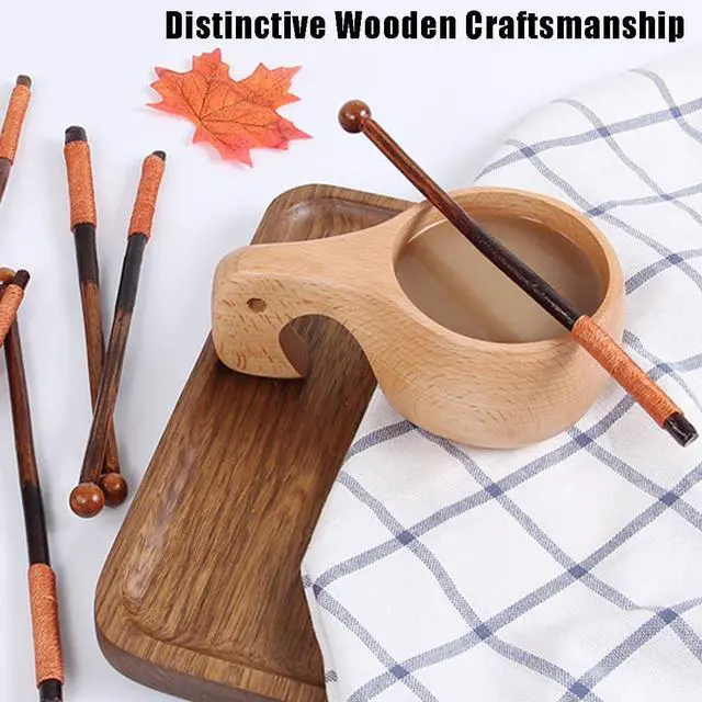 Alt view image 5 of 7 - Ouliget Wooden Coffee Beverage Stirrers,Branch Shaped Honey Dipper Sticks,Reusable Swizzle Stir Stick for Coffee Milk Juice Honey Chocolate for Home and Parties,4 Pieces