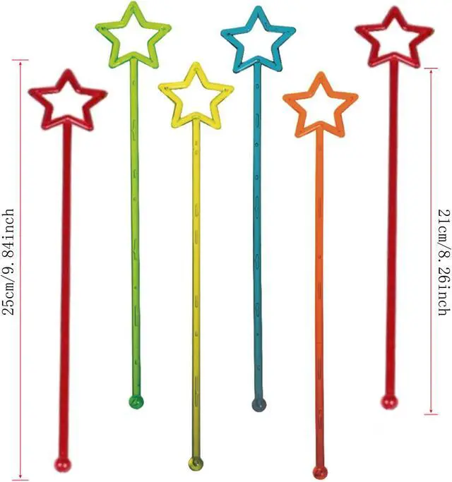 Alt view image 2 of 7 - Star Head Stirrer Disposible Plastic Round Top Crystal Swizzle Sticks,Crystal Cake Pops, Cocktail Coffee Drink Stirrers 30 Pieces(Multicolor)