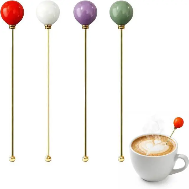 Main image of 7 in Candy Coffee Stirring Spoons, Stainless Steel, Set of 6 | Reusable beverage stirrers for coffee, tea, smoothies, milkshakes and cocktails, candy-shaped handle