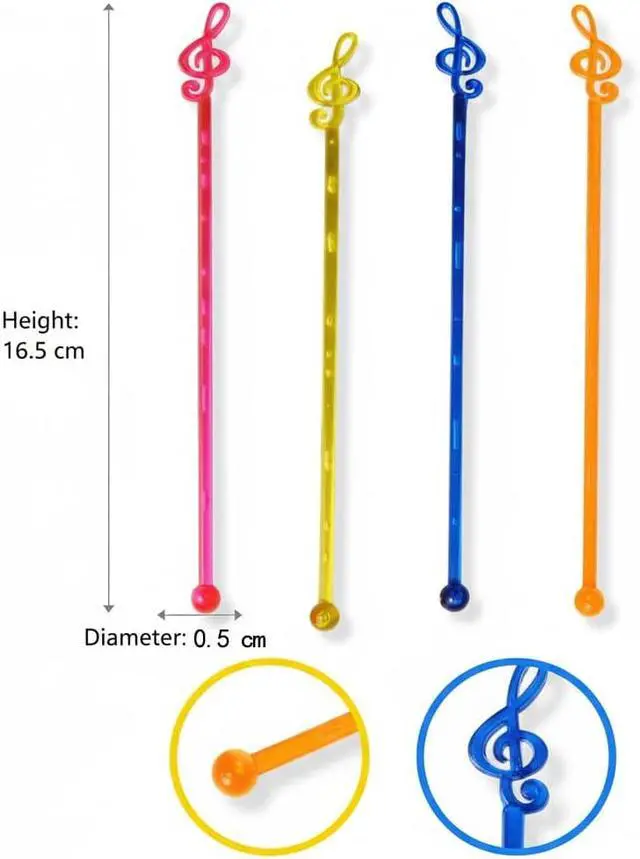 Alt view image 2 of 7 - 50 Pcs plastic musical note-shaped 7 inches long party cocktail art swizzlers for beverage decoration,Crystal Cake Pops, Cocktail Coffee Drink Stirrers