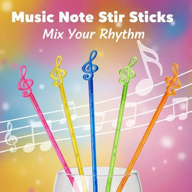 Alt view image 5 of 7 - 50 Pcs plastic musical note-shaped 7 inches long party cocktail art swizzlers for beverage decoration,Crystal Cake Pops, Cocktail Coffee Drink Stirrers