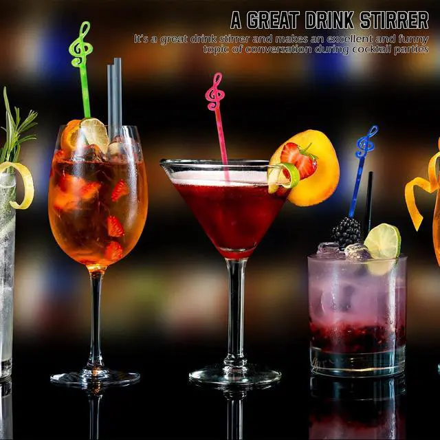 Alt view image 6 of 7 - 50 Pcs plastic musical note-shaped 7 inches long party cocktail art swizzlers for beverage decoration,Crystal Cake Pops, Cocktail Coffee Drink Stirrers