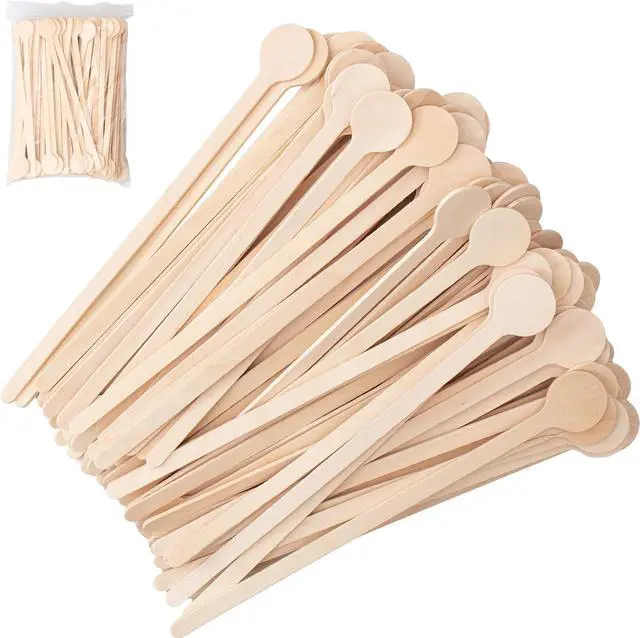 Main image of ANTETOK 100Pcs Coffee Stirrers - 7 Inch Wooden Coffee Stir Sticks Round Ends, Disposable Cafe Beverage Stirrers for Cocktail Tea Milk Mixing