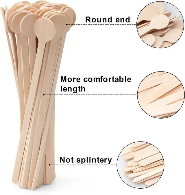 Alt view image 3 of 6 - ANTETOK 100Pcs Coffee Stirrers - 7 Inch Wooden Coffee Stir Sticks Round Ends, Disposable Cafe Beverage Stirrers for Cocktail Tea Milk Mixing