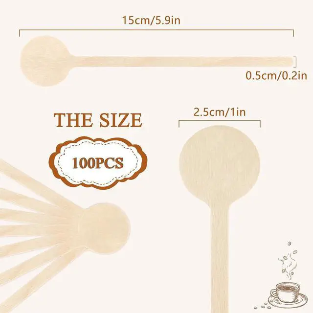 Alt view image 3 of 7 - Wooden Coffee Stirrers, 5.9 inches, Round Ends, 100 Count