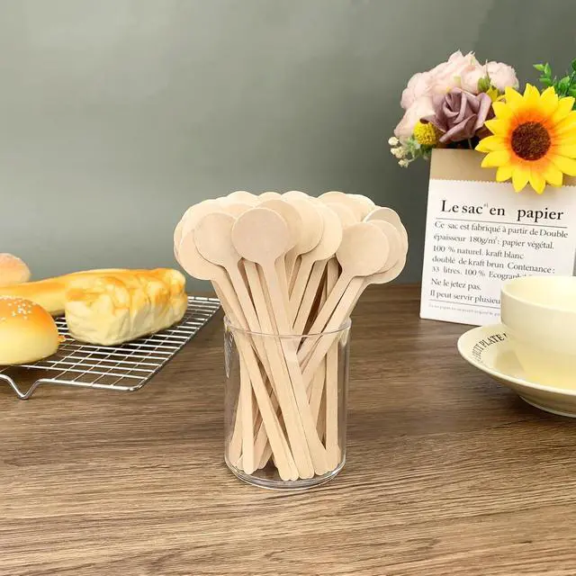 Alt view image 6 of 7 - Wooden Coffee Stirrers, 5.9 inches, Round Ends, 100 Count
