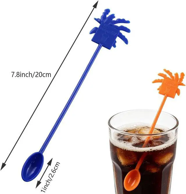 Alt view image 3 of 5 - 40PCS Coconut Tree Stirring Spoon 7.8 Inches Long Disposable Food Grade Plastic Decorative Long Spoon Tropical Iced Drink Cocktail Bar Coffee Stir Stick 4 Colors