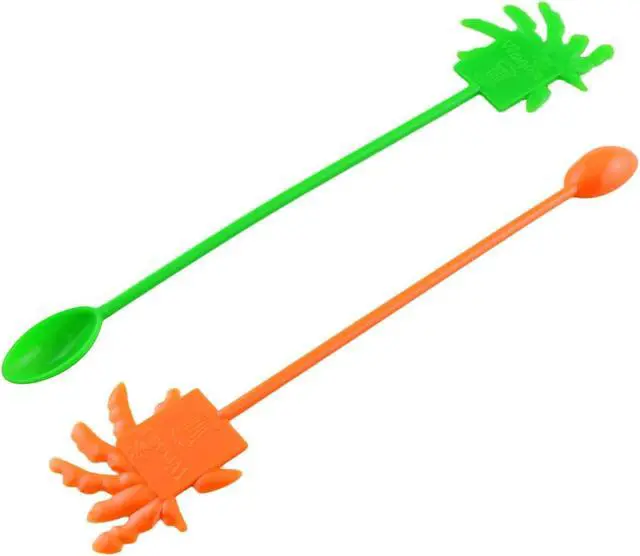 Alt view image 4 of 5 - 40PCS Coconut Tree Stirring Spoon 7.8 Inches Long Disposable Food Grade Plastic Decorative Long Spoon Tropical Iced Drink Cocktail Bar Coffee Stir Stick 4 Colors