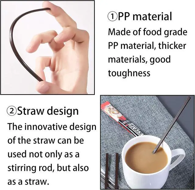 Alt view image 2 of 7 - KBG Coffee Stir Sticks 200 PCS, 6.7 Inch Three Hole Disposable Plastic Sip Stir Sticks, Individually Wrapped Cocktail Stirrers