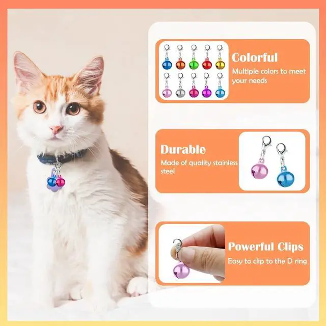 Alt view image 3 of 7 - FUYIHGL® 10PCS Pet Bells for Dog Cat | Small Collar Charms Bell with Loud Crisp Sound - Metal Corlorful Jingle Bell - Gifts for Pet Lovers Christmas Decoration