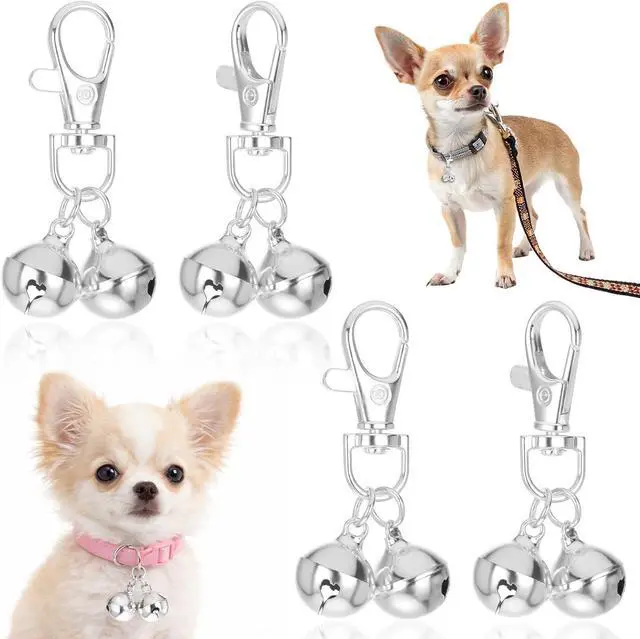 Main image of TIESOME 4 Pcs Dog Collar Bell, Mini Dog Collar Bell for Small Dogs & Cats, Lightweight RustResistant Metal Pendant, Perfect for Training, Safety and Identification, Silver