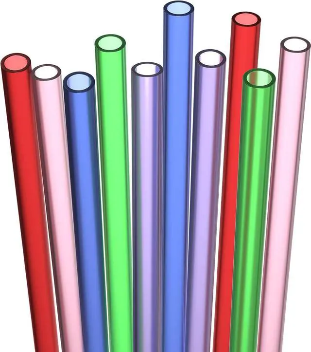Main image of Fiesta First 10 Short Straws Reusable Hard Plastic, Medium Width + Sturdy Cleaning Brush - for Small Cups, Kids Drinks - Dishwasher Safe BPA Free