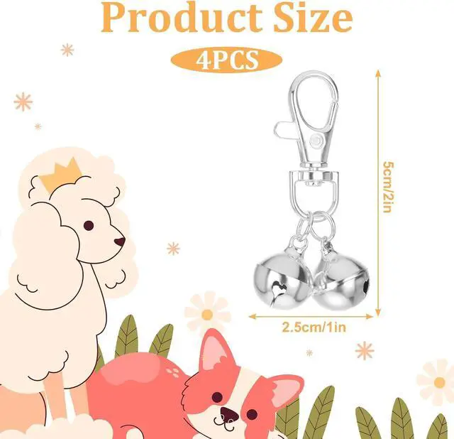 Alt view image 2 of 7 - TIESOME 4 Pcs Dog Collar Bell, Mini Dog Collar Bell for Small Dogs & Cats, Lightweight RustResistant Metal Pendant, Perfect for Training, Safety and Identification, Silver