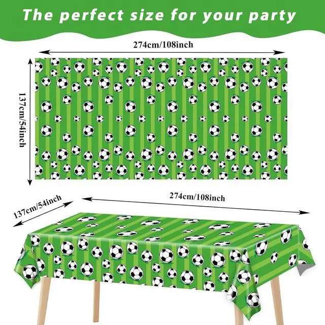 Alt view image 2 of 7 - Wiooffen 3 Pcs Soccer Party Tablecloth Soccer Birthday Plastic Tablecloths Disposable World Cup Table Cover Party Decorations Sports Table Cloth Themed Party Supplies Favors, 54 x 108 Inches