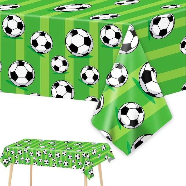 Main image of Wiooffen 3 Pcs Soccer Party Tablecloth Soccer Birthday Plastic Tablecloths Disposable World Cup Table Cover Party Decorations Sports Table Cloth Themed Party Supplies Favors, 54 x 108 Inches