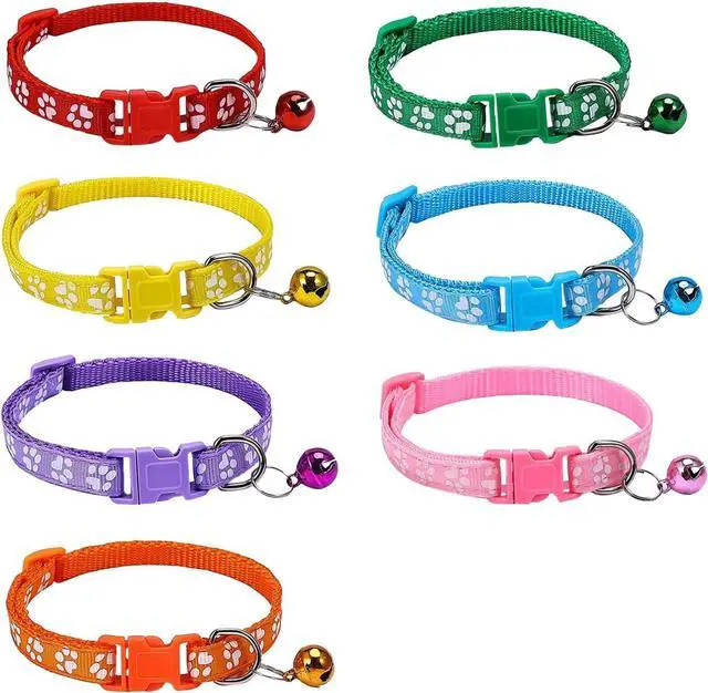 Main image of 7Pcs Cat Collar with Bells, 19-33cm Cat Collars Adjustable Kitten Collar for Girl Boy Cats (7)