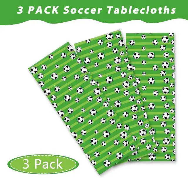 Alt view image 7 of 7 - Wiooffen 3 Pcs Soccer Party Tablecloth Soccer Birthday Plastic Tablecloths Disposable World Cup Table Cover Party Decorations Sports Table Cloth Themed Party Supplies Favors, 54 x 108 Inches