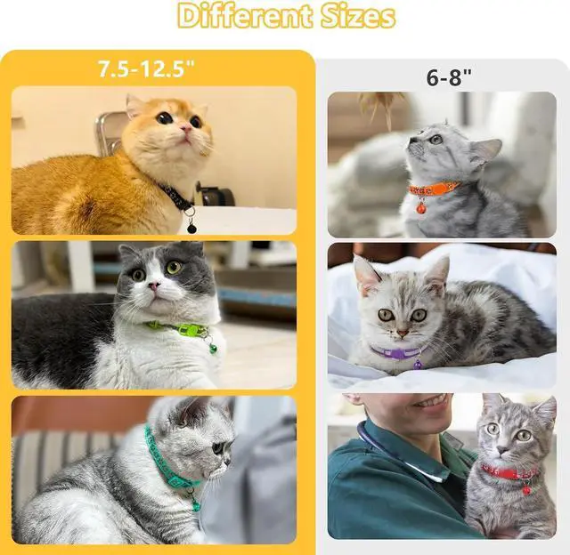 Alt view image 4 of 7 - Taglory 2 Pack Reflective Breakaway Cat Collar with Bell, Orange | Adjustable 7.5-12.5 in, Lightweight Nylon, Safety Quick-Release Buckle, Boy Girl Kittens, Night Visibility