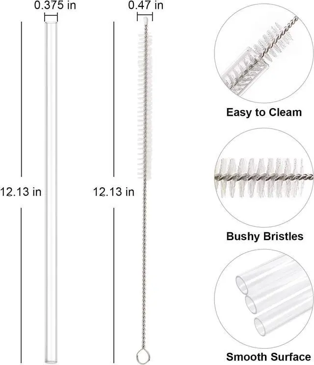 Alt view image 2 of 7 - Replacement Straw Compatible with Stanley 40 oz 30 oz Cup Tumbler, 6 Pack Reusable Straw with Cleaning Brush, Plastic, Clear