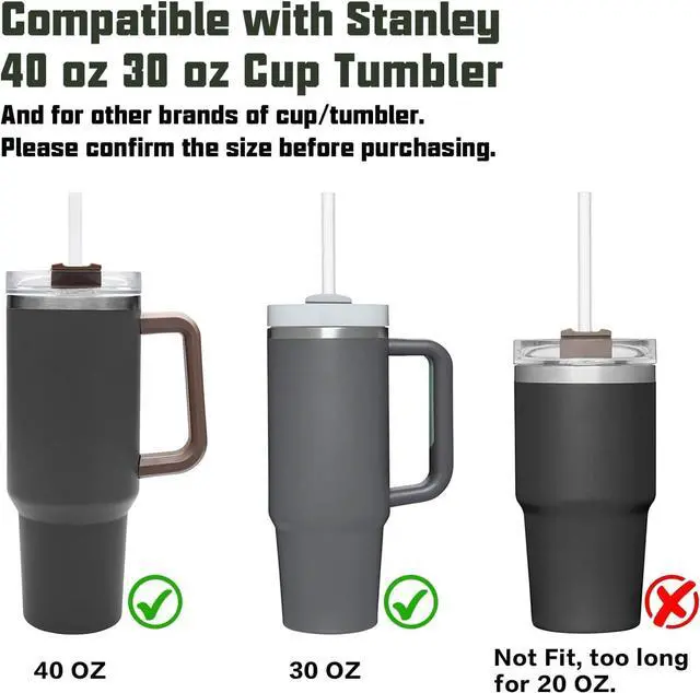Alt view image 3 of 7 - Replacement Straw Compatible with Stanley 40 oz 30 oz Cup Tumbler, 6 Pack Reusable Straw with Cleaning Brush, Plastic, Clear
