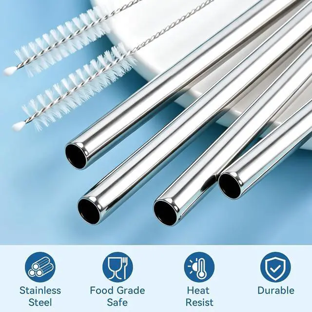 Alt view image 2 of 6 - Stainless Steel Straws for Stanley IceFlow 40 oz Flip Straw Tumblers, Metal Replacement Straws for Ice Flow 40oz CupsOnly Fit 40oz Tumbler, Not Fit 40 oz Jug