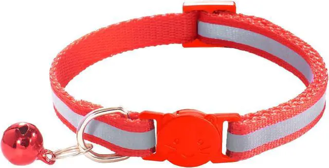 Alt view image 4 of 5 - 2 Pack Breakaway Cat Collars with Bells, Reflective Design and Claw Print Design, Safety Buckle Kitten Collars Adjustable from 7.5 to 12.5 Inches (Red)