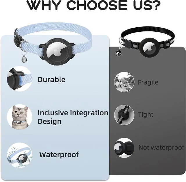 Alt view image 2 of 7 - AirTag Cat Collars, Stretchy Collar with Air Tag Holder and Bell | Breakaway - Ultra Design Elastic - GPS Tracking Collars - Adjustable Size for Cats & Puppies 7.5-12.5" - (Blue)