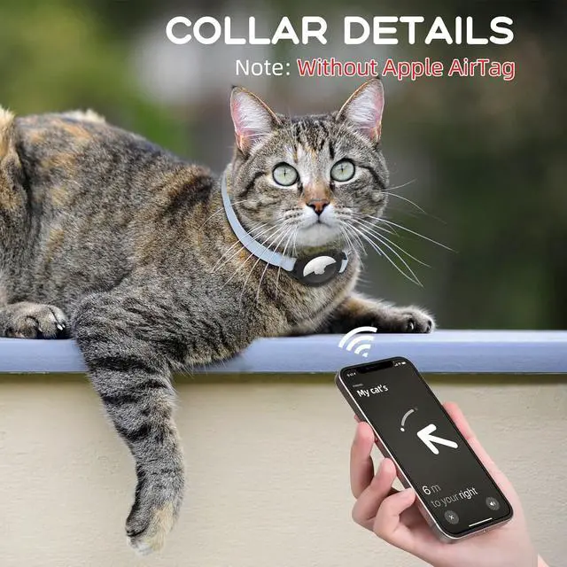 Alt view image 6 of 7 - AirTag Cat Collars, Stretchy Collar with Air Tag Holder and Bell | Breakaway - Ultra Design Elastic - GPS Tracking Collars - Adjustable Size for Cats & Puppies 7.5-12.5" - (Blue)