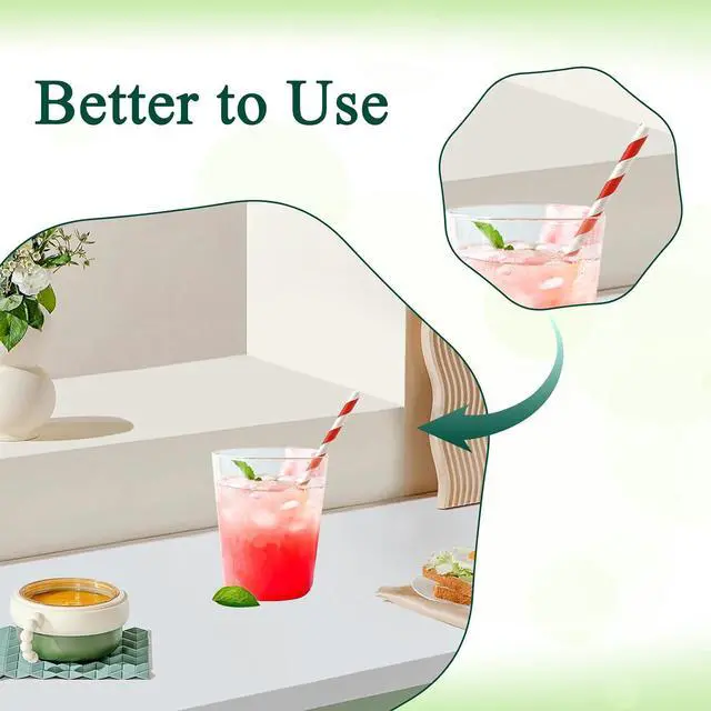 Alt view image 5 of 6 - 100 Pcs Biodegradable Paper Straws, Assorted Rainbow Colors Striped, 10 Colors for Drinks, Parties, Crafts
