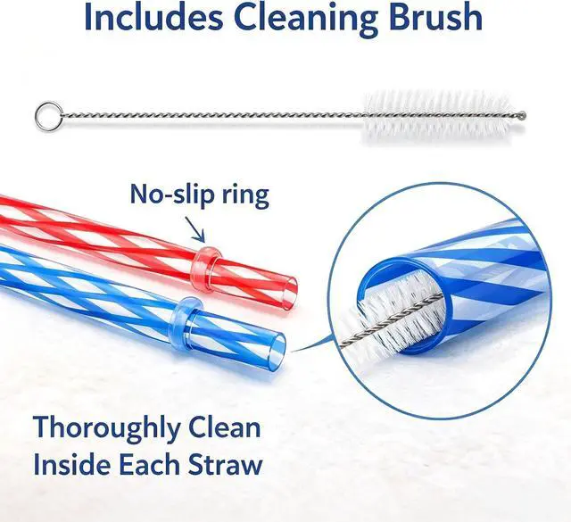 Alt view image 5 of 7 - 25 Pack 9 Inch Clear Reusable Plastic Straws with Cleaning Brush, BPA-Free Dishwasher Safe Tumbler Straws for 16 oz & 20 oz Cups, YETI, Mason Jars, Iced Coffee and Travel Cups