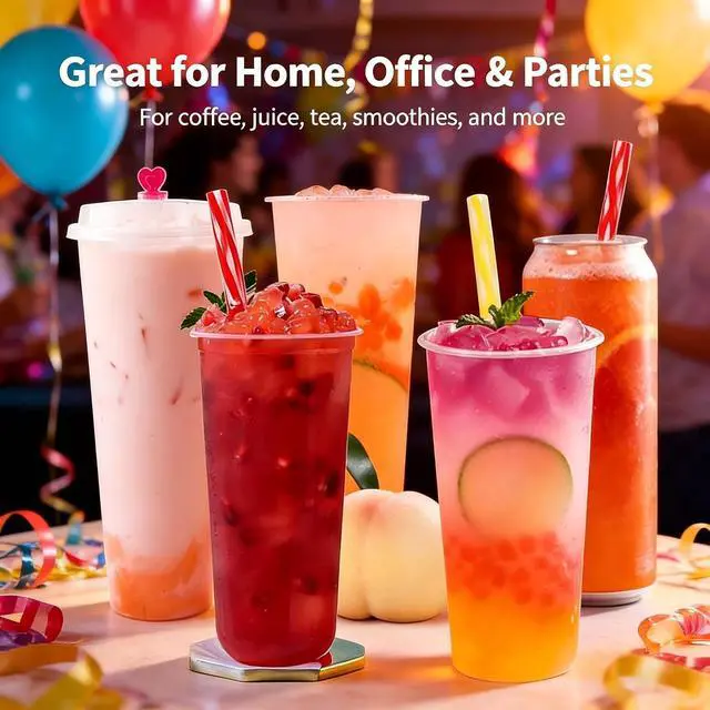 Alt view image 6 of 7 - 25 Pack 9 Inch Clear Reusable Plastic Straws with Cleaning Brush, BPA-Free Dishwasher Safe Tumbler Straws for 16 oz & 20 oz Cups, YETI, Mason Jars, Iced Coffee and Travel Cups