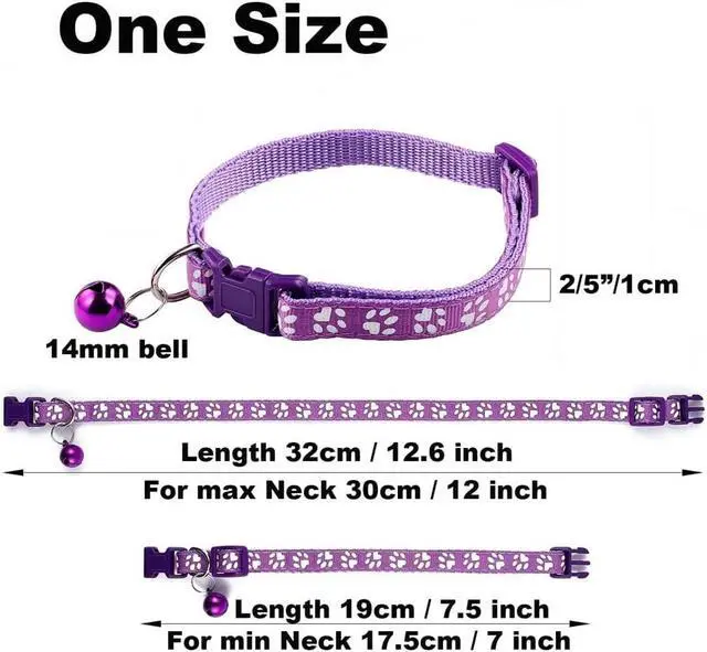Alt view image 6 of 6 - Orange XXS Dog Collar, 2-Pack Reflective Dog Collars with Bell Girl Cat Collar with Bells Female Puppy Collars with Bell for XXS XS Tiny Little Kitten Pet,Neck 7-12 Inch