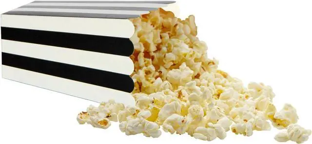 Alt view image 5 of 7 - XIEHE 24 Pack Striped Popcorn Boxes - Carnival Parties Mini Paper Popcorn and Candy Containers, Party Supplies for Movie Nights (Black)