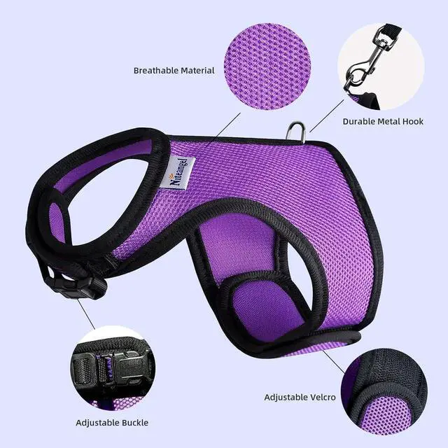 Alt view image 2 of 6 - Niteangel Adjustable Soft Harness with Elastic Leash for Rabbits (L, Pink)