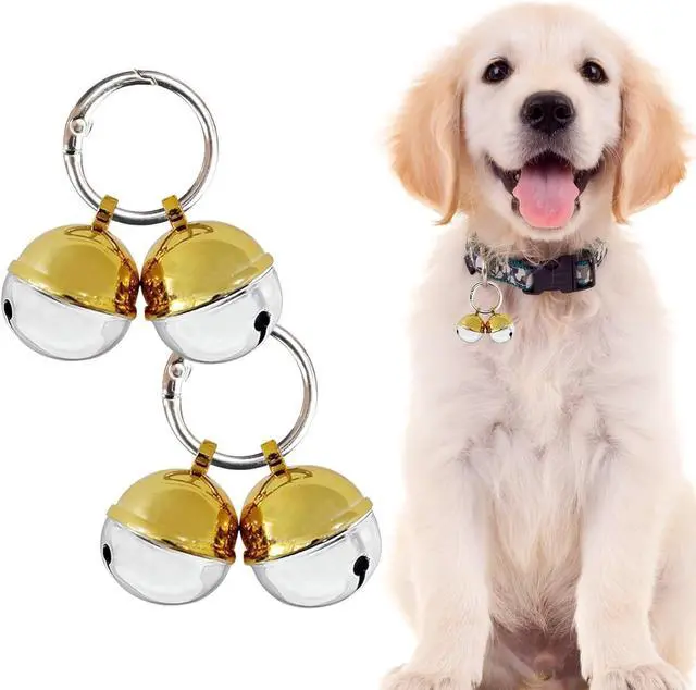 Main image of Bells for Dog Collars with Easy Clip Clasps, Suitable for Medium to Large Dogs, Extra Loud Pet Tracker, Durable Collar Charms (Gold & Silver, 2 Pack)
