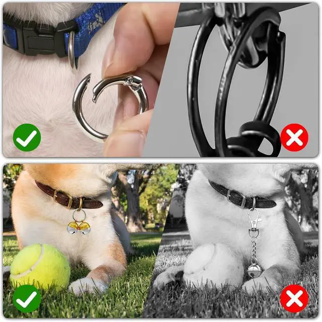 Alt view image 2 of 6 - Bells for Dog Collars with Easy Clip Clasps, Suitable for Medium to Large Dogs, Extra Loud Pet Tracker, Durable Collar Charms (Gold & Silver, 2 Pack)