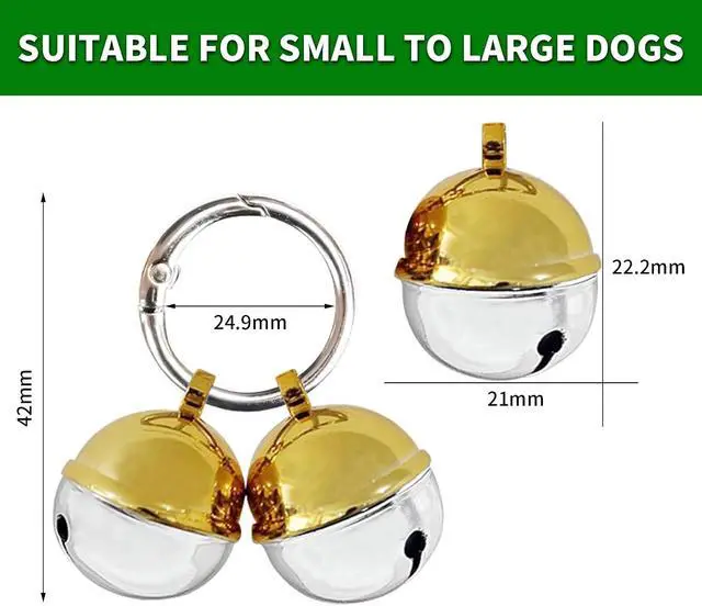 Alt view image 5 of 6 - Bells for Dog Collars with Easy Clip Clasps, Suitable for Medium to Large Dogs, Extra Loud Pet Tracker, Durable Collar Charms (Gold & Silver, 2 Pack)